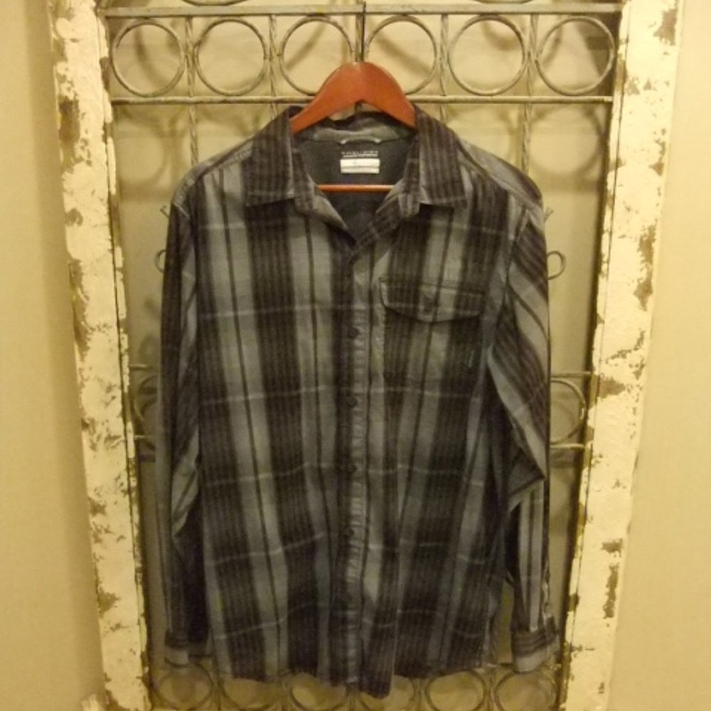 COLUMBIA OMNI-WICK MENS L/S PLAID VENTED SHIRT-MEDIUM
